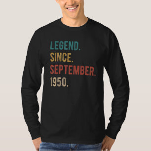 72 jaar oud 72e verjaardag legende sinds september t-shirt