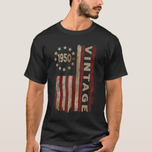 72 jaar oude Vintage 1950 Amerikaanse vlag 72e geb T-shirt