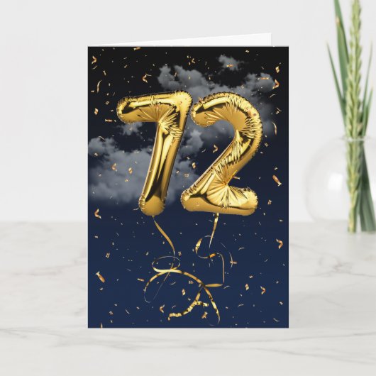 72e Anniversaire Gold Mylar Balloon et carte Confe (Devant)