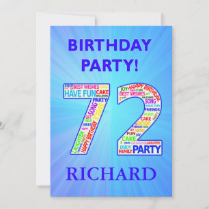 72e anniversaire Invitation de fête Ajouter un nom