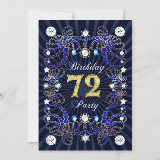 72e anniversaire invitation de fête avec des masse (Devant)