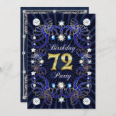 72e anniversaire invitation de fête avec des masse (Devant / Derrière)