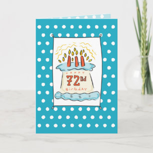 72e Birthday Cake on Blue Blauwgroen met Stippen Kaart