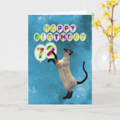 72e carte d'anniversaire avec chats siamois (Fleur jaune)