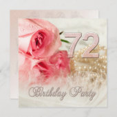 72e invitation à la fête d'anniversaire, roses et  (Devant / Derrière)