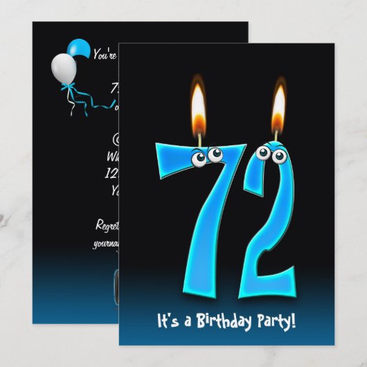 72e Invitation de fête d'anniversaire (Devant / Derrière)