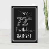 72e verjaardag: Art Deco Style # 72 en aangepaste  Kaart (Voorkant)