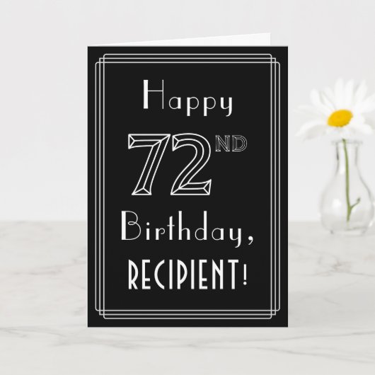 72e verjaardag: Art Deco Style # 72 en aangepaste  Kaart (Kleine Plant)