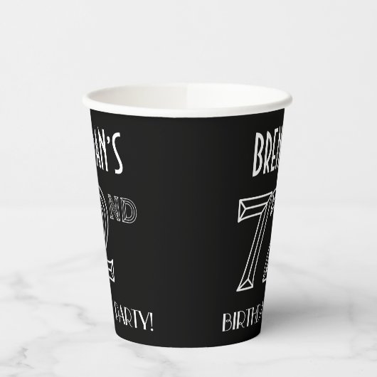 72e verjaardag: Art Deco Style + aangepaste naam Papieren Bekers (Links)