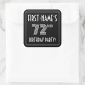 72e verjaardag: Art Deco Style en aangepaste naam Vierkante Sticker (Tas)