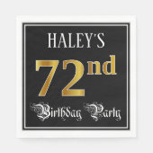 72e verjaardag — Fancy script, Faux Gold look Servet (Voorkant)