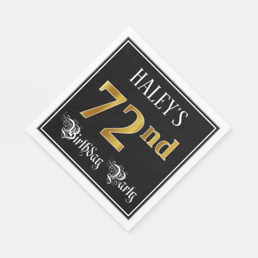 72e verjaardag — Fancy script, Faux Gold look Servet (Hoek)