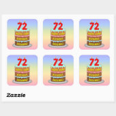 72e verjaardag: Fun Cake and Candles + Custom Name Vierkante Sticker (Vel)