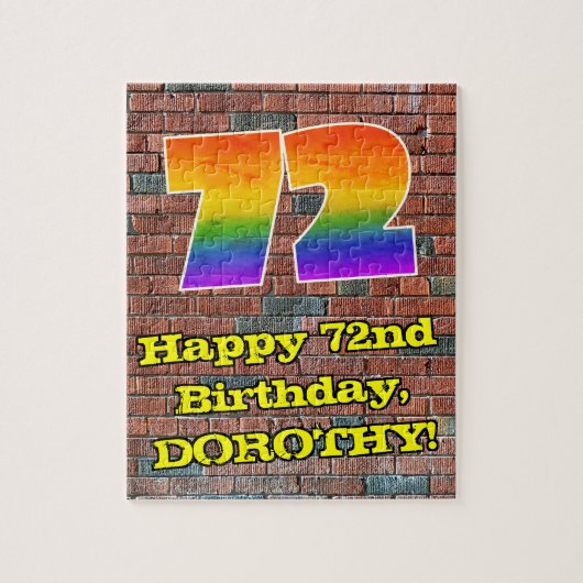 72e verjaardag: Fun Graffiti-geïnspireerde regenbo Legpuzzel (Verticaal)