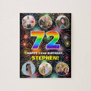 72e verjaardag: Fun Rainbow #, aangepaste naam + f Legpuzzel