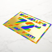 72e verjaardag - Fun, regenboogspectrum "72" Folie Uitnodiging (Gedraaid)