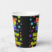 72e verjaardag: Fun Stars Pattern en Rainbow 72 Papieren Bekers (Links)