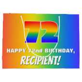 72e verjaardag: kleurrijk, vun regenboogpatroon #  groot cadeauzakje (Achterkant)