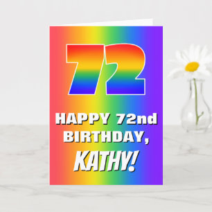 72e verjaardag: kleurrijk, vun regenboogpatroon # kaart