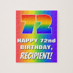 72e verjaardag: kleurrijk, vun regenboogpatroon #  legpuzzel
