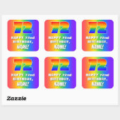 72e verjaardag: kleurrijk, vun regenboogpatroon # vierkante sticker (Vel)