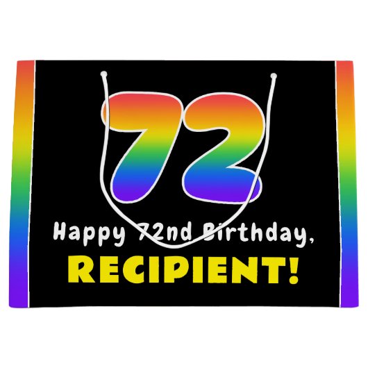 72e verjaardag: kleurrijke regenboog # 72, Naam va Groot Cadeauzakje (Voorkant)