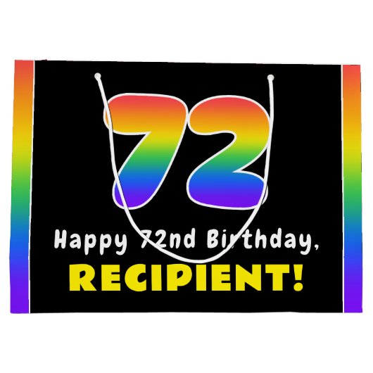 72e verjaardag: kleurrijke regenboog # 72, Naam va Groot Cadeauzakje (Achterkant)