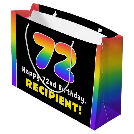 72e verjaardag: kleurrijke regenboog # 72, Naam va Groot Cadeauzakje (Achterkant Gekanteld)