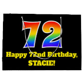72e verjaardag ~ Leuk, Kleurrijk, Levendig, Regenb Groot Cadeauzakje (Achterkant)