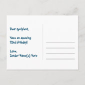 72e verjaardag - Leuk vuurwerkpatroon + Regenboog  Briefkaart (Achterkant)