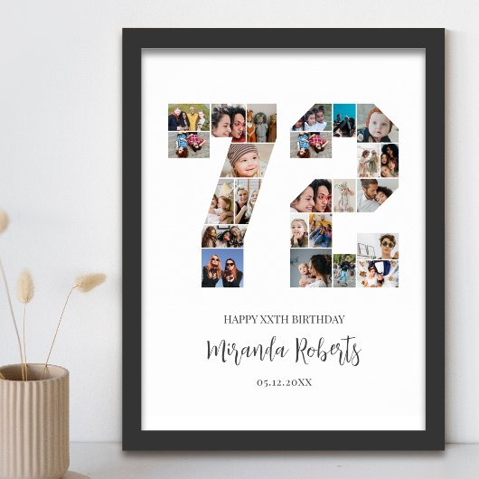 72e verjaardag nummer 72 aangepaste fotocollage poster