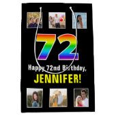 72e verjaardag: Regenboog "72", aangepaste foto's Medium Cadeauzakje (Voorkant)