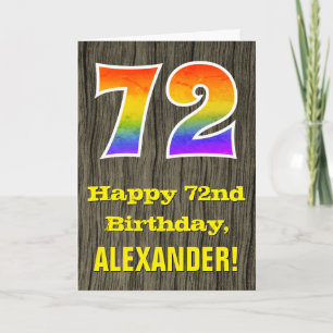 72e verjaardag: Rustieke Faux Wood Look, Regenboog Kaart