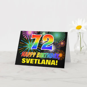 72e verjaardag: Vet, Plezier, Vuurwerk, Regenboog Kaart