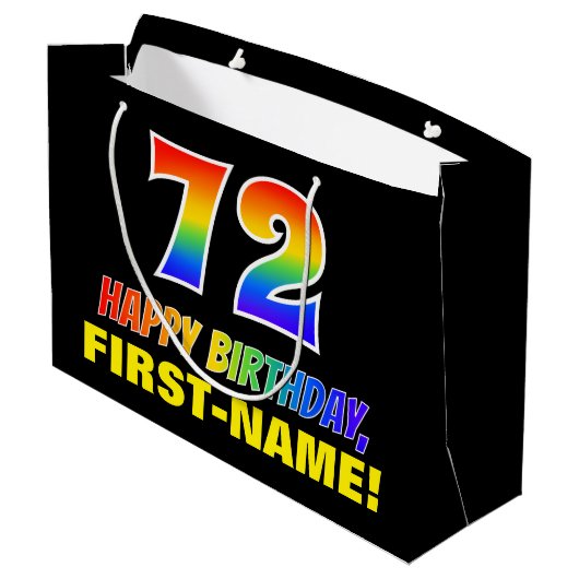 72e verjaardag: Vet, Vun, Eenvoudig, Regenboog 72 Groot Cadeauzakje (Achterkant Gekanteld)