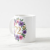 72ème Anniversaire Mug - Couronne florale avec num (Devant gauche)