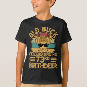 73 jaar oude jager Buck jacht hert 73e verjaardag T-shirt