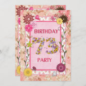 73e anniversaire invitation fête avec cadre fleuri (Devant / Derrière)