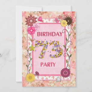 73e anniversaire invitation fête avec cadre fleuri