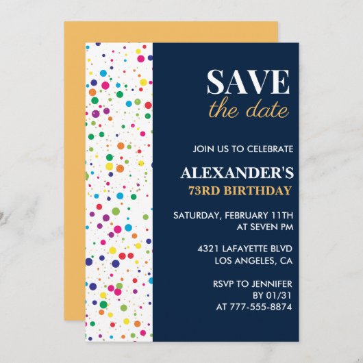 73e anniversaire invitations Enregistrer la date C (Devant / Derrière)