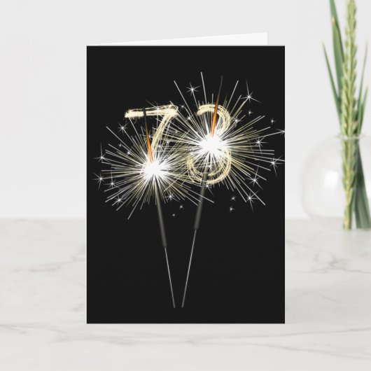 73e anniversaire Sparklers sur carte noire (Devant)