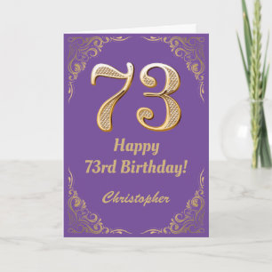 73e Birthday Paars en Gold Glitter Lijst Kaart