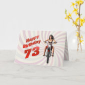 73e carte d'anniversaire avec une fille de moto (Fleur jaune)