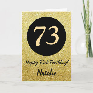 73e Happy Birthday Black en Gold Glitter Kaart