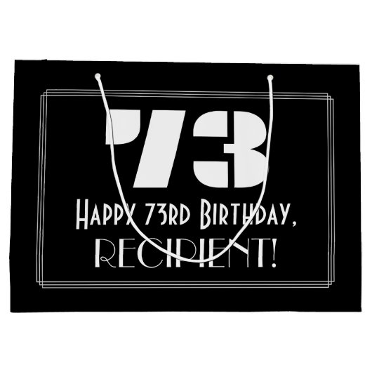 73e verjaardag ~ Art Deco geïnspireerd look "73" + Groot Cadeauzakje (Achterkant)