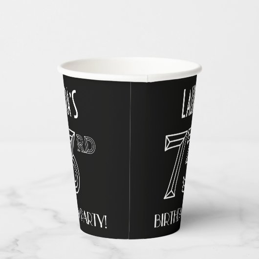 73e verjaardag: Art Deco Style + aangepaste naam Papieren Bekers (Rechts)