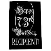 73e verjaardag: Fancy, elegant script + aangepaste Medium Cadeauzakje (Voorkant)