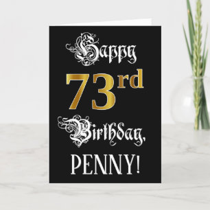 73e verjaardag — Fancy script; Faux Gold Kijk; naa Kaart
