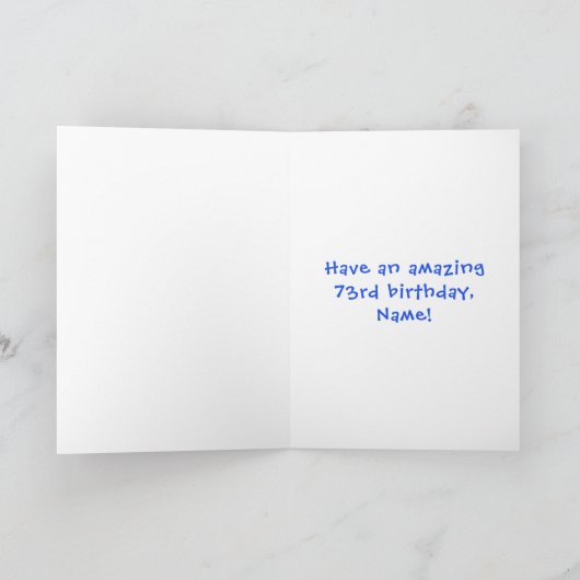 73e verjaardag: Fun Cake and Candles + Custom Name Kaart (Binnen)