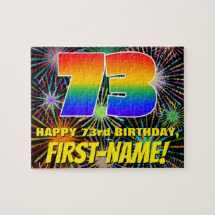 73e verjaardag: Fun, kleurrijk gevuurwerk Legpuzzel